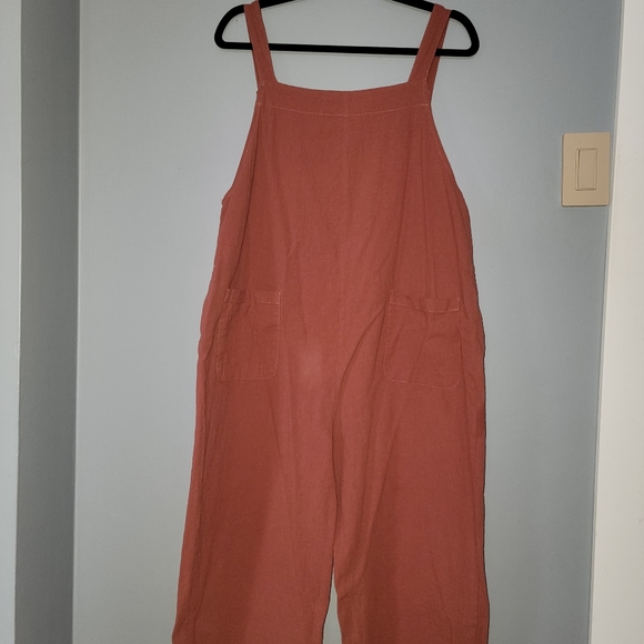 🥳2 for $15🤑 Rose Linen Look Jumper Jumpsuit Romper Overalls Size L-XL - Picture 6 of 6